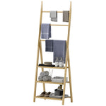 3-tier Folding Bamboo Bathroom Storage Shelving Towel Bars