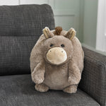Soft Giant Handwarmer Cozy Plush Donkey | 30cm x 30cm | Brown
