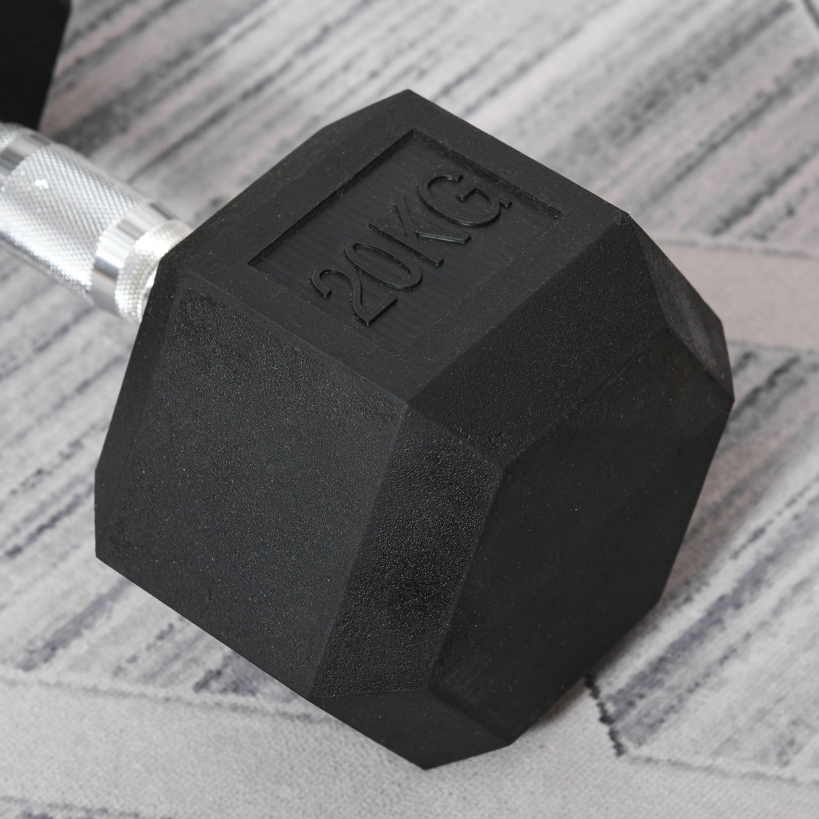 20kg Hex Rubber Dumbbell For Home Exercise | Black