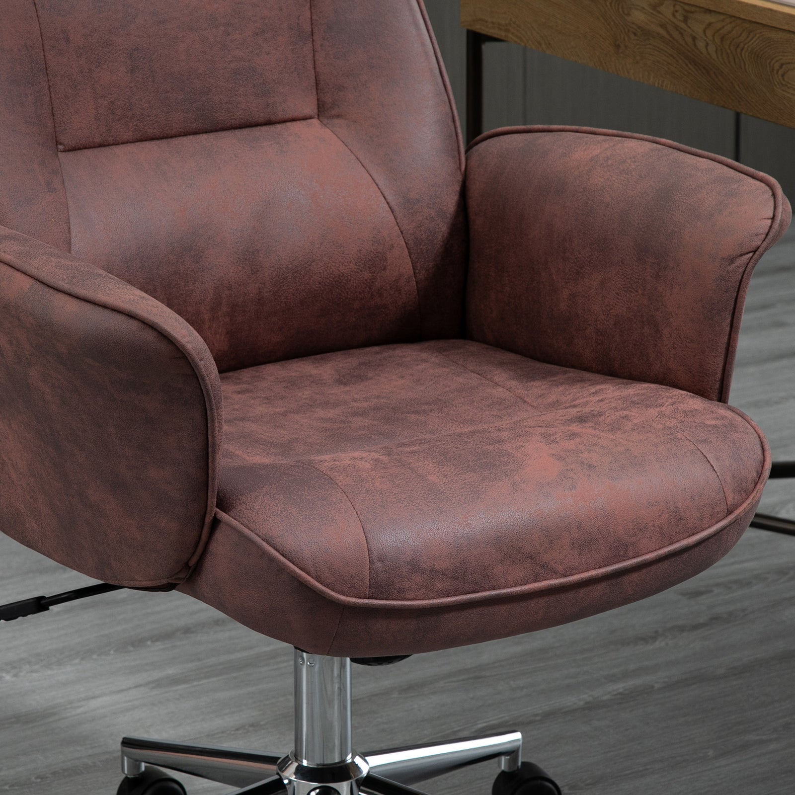 Mid Back Office Chair Swivel Home Study Bedroom | Red