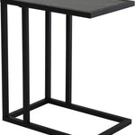 C Shape Side Table Marble-effect Top Metal Frame | Black