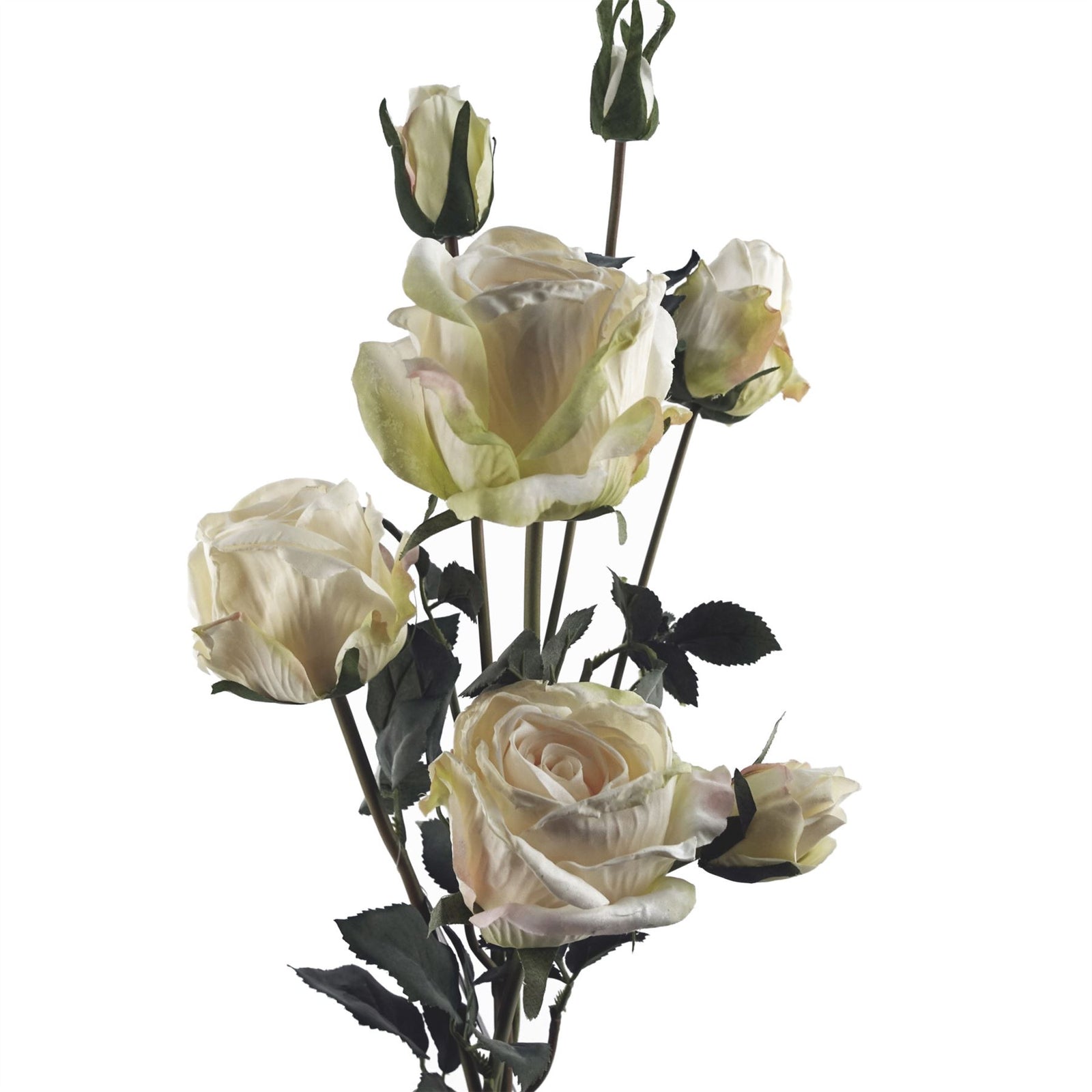 6 X 60cm Cream Rose Artificial Flower Sprays - 24 Flowers 18 Buds