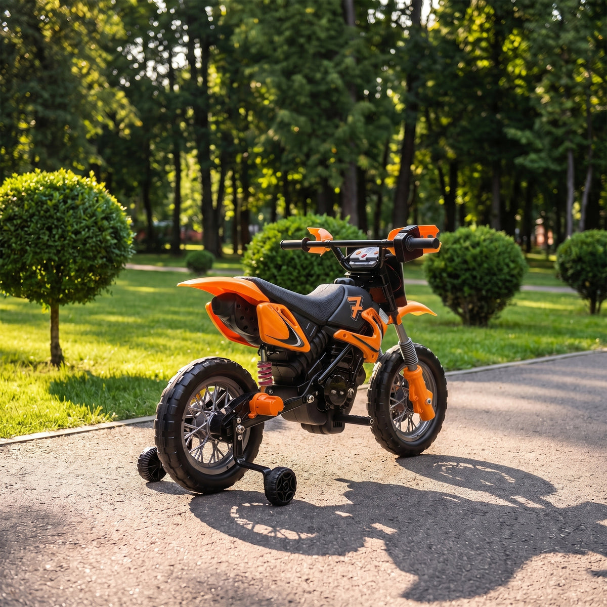 12v Kids Electric Motorbike With Dual Motors Training Wheels | Orange