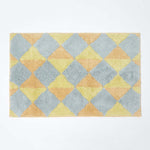 Harlequin Pattern Cotton Bath Mat | 50 x 80cm | Mustard