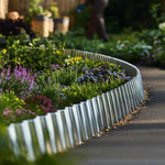 Silver Metal Corrugated Metal Lawn Edging Garden Border Roll | 12m | Silver