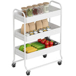 3-tier Storage Trolley, Storage Cart With Mesh Backets, Wheels | White
