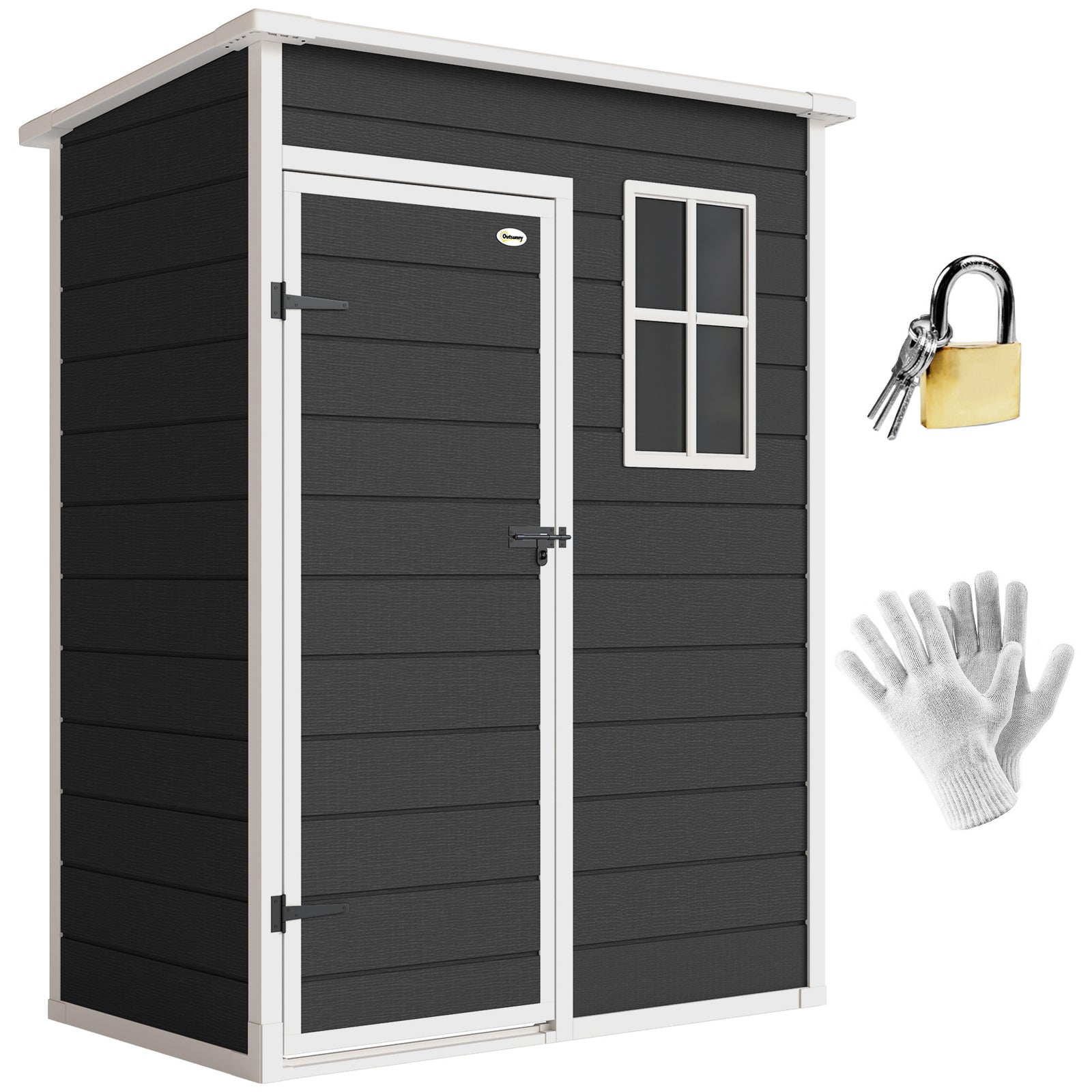 5' X 3' Garden Shed W/ Floor, Lockable Door, Window And Vent | Black