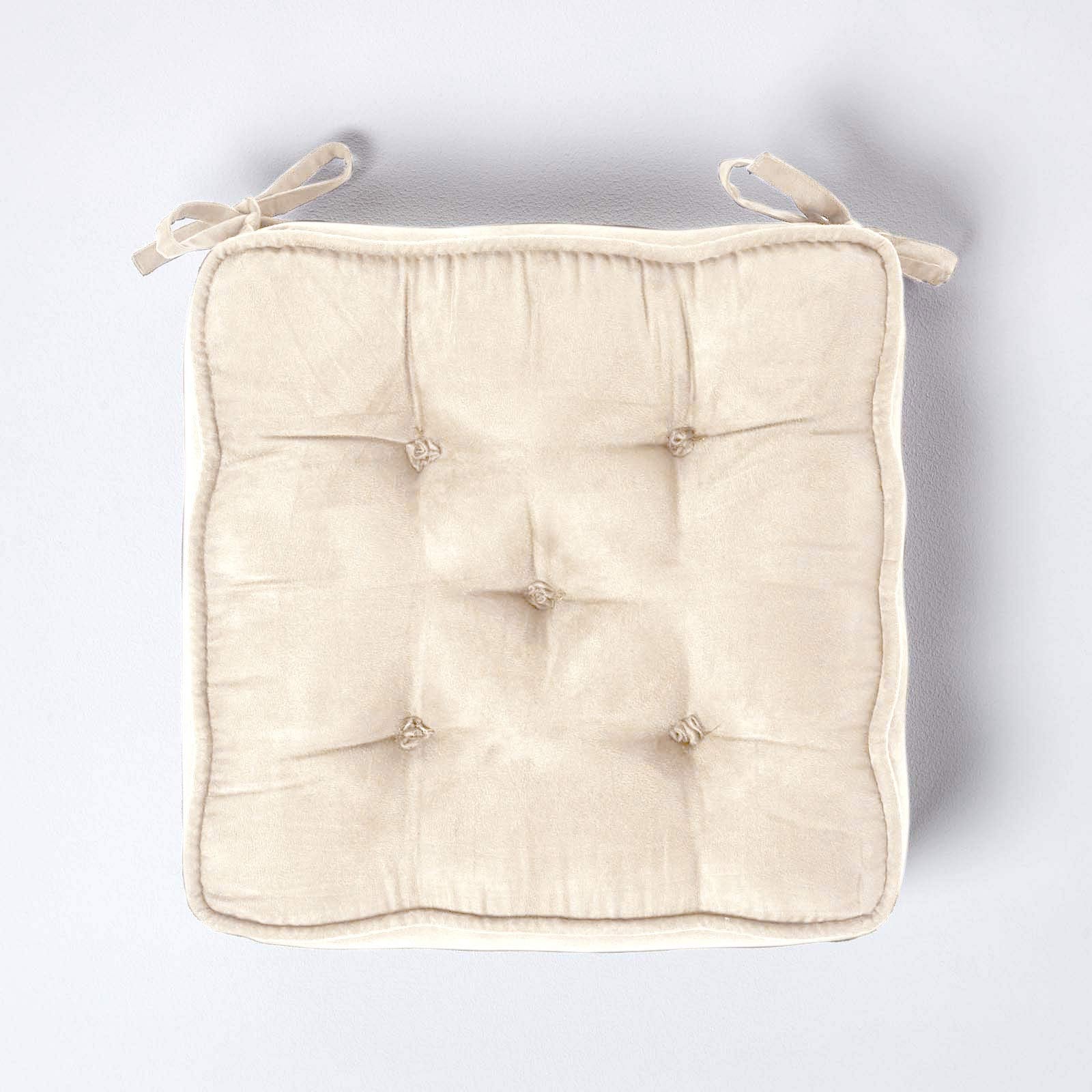 Faux Suede Dining Chair Booster Cushion | 40cm x 40cm | Cream