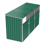 3 Bin Storage Shed – Heavy-duty Galvanized Steel Outdoor Bin Store With Lift-up Lids & Lockable Doors | Green