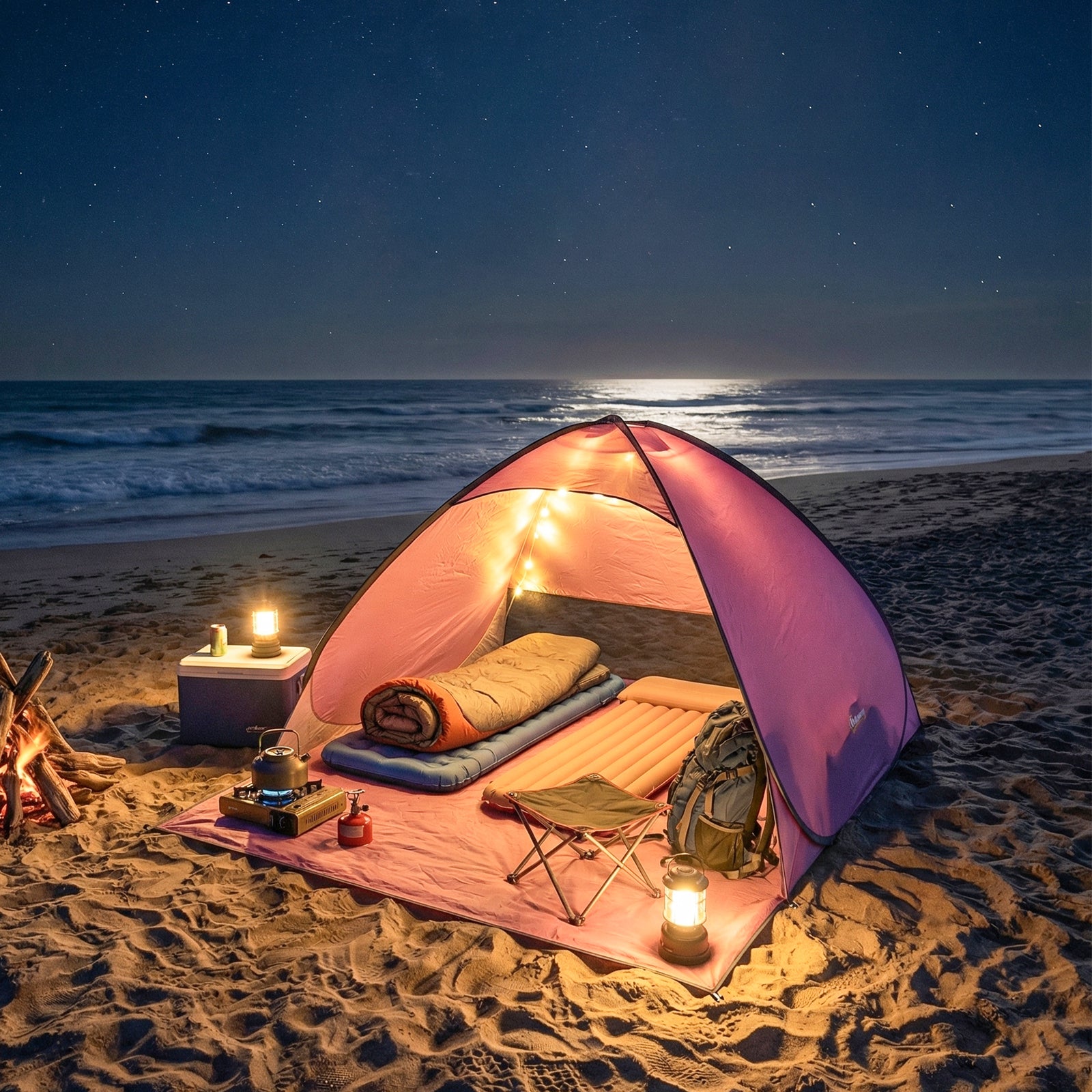 Pop Up Beach Tent, Uv 50+ Sun Shelter With Carry Bag | Pink