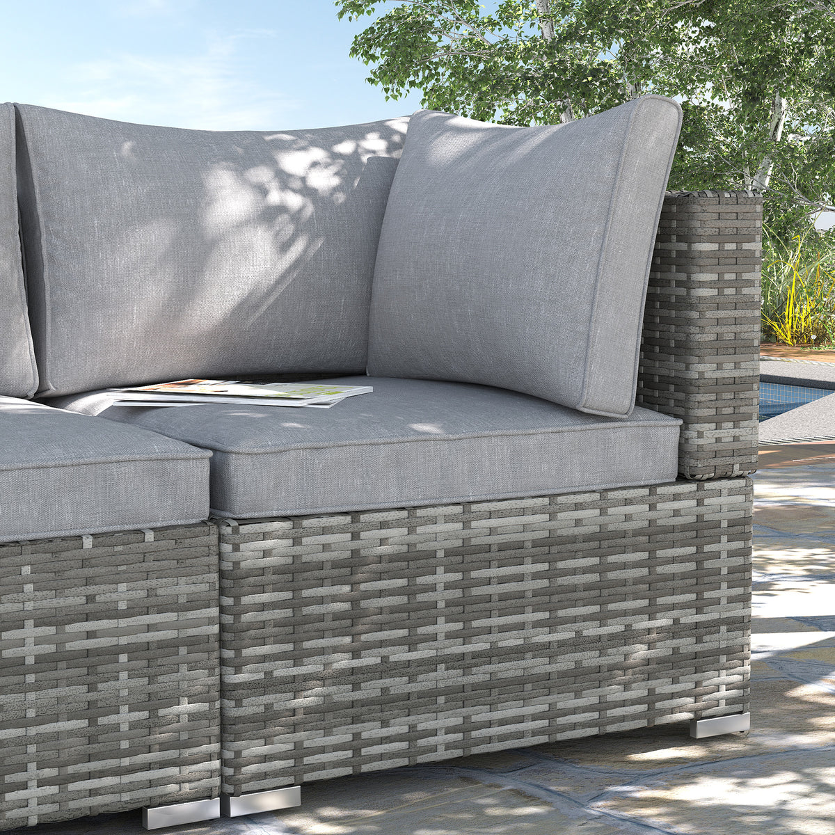 Pe Rattan Wicker Corner Sofa Garden Single Sofa Chair