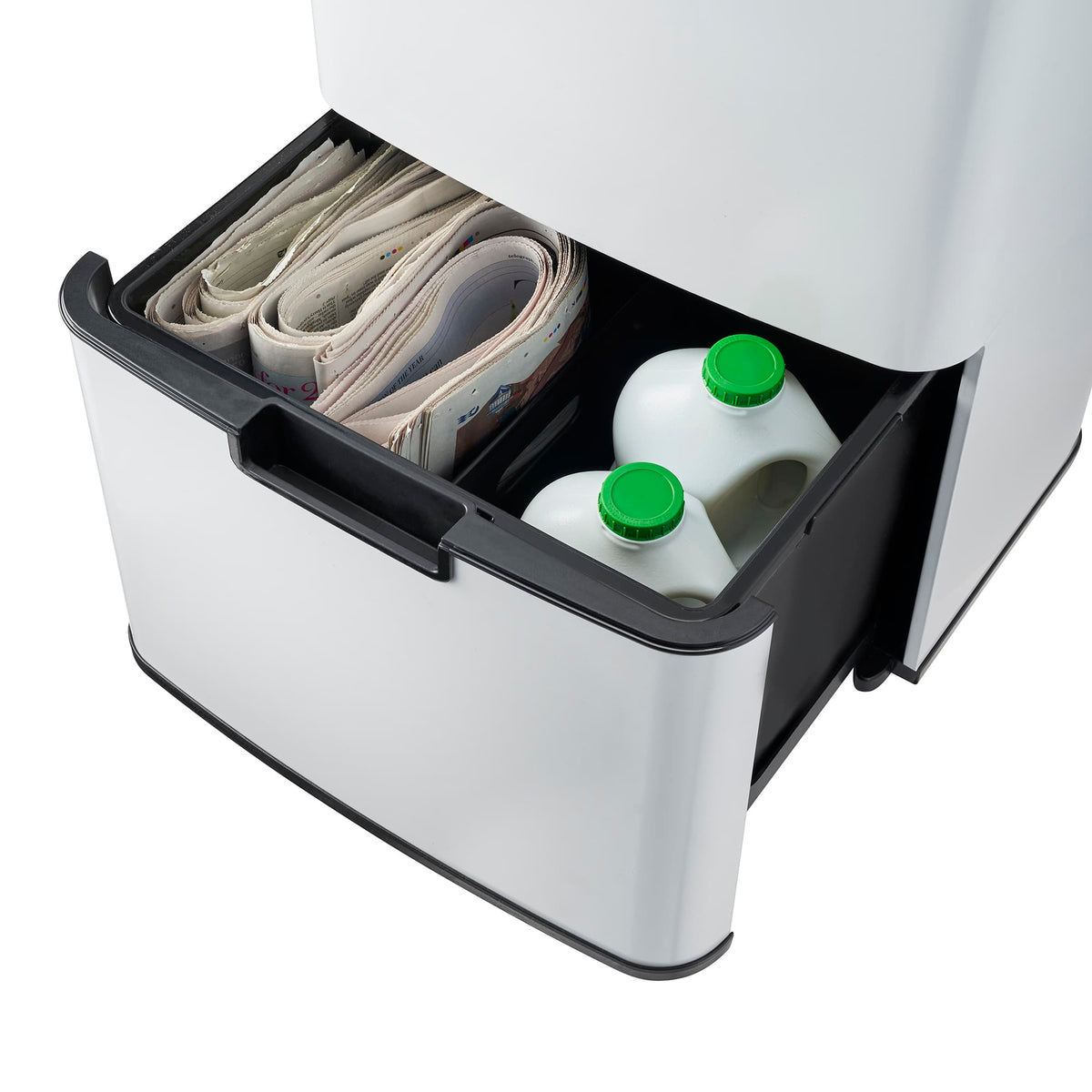 75l Sensor Recycling Bin With Food Caddy & 25 Bin Biodegradable Bags | 75L | White & Copper