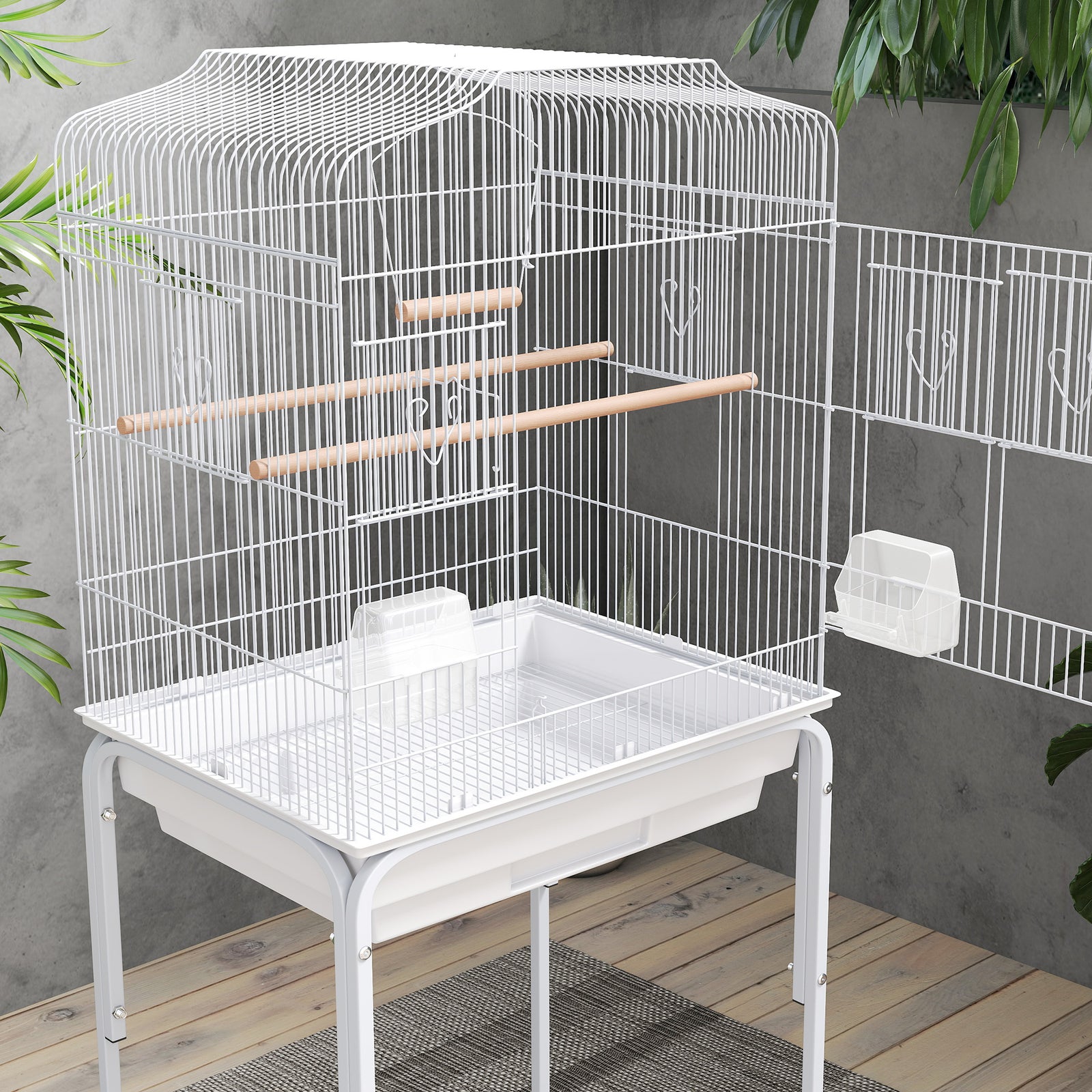 Bird Cage For Budgie Finch Canary Parakeet W/ Stand Tray White | White