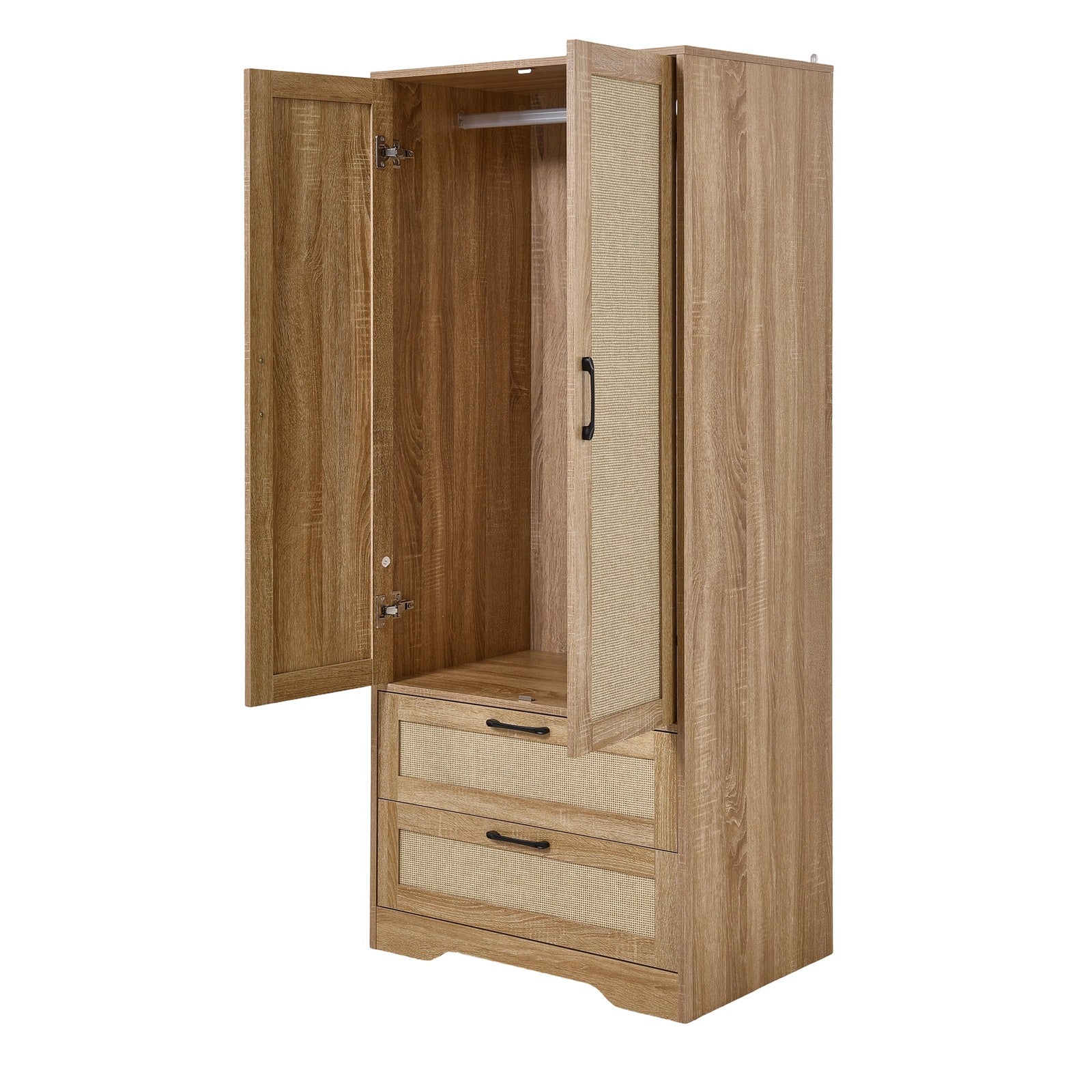 2-door Wardrobe With 2 Drawers | Natural