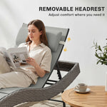 Rattan Sun Lounger With 5 Position Back, Texteline Seat | Light Grey