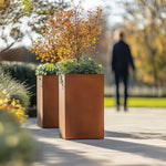 Zinc Galvanised Tall Square Planter | 25cm x 25cm x 50cm | Copper