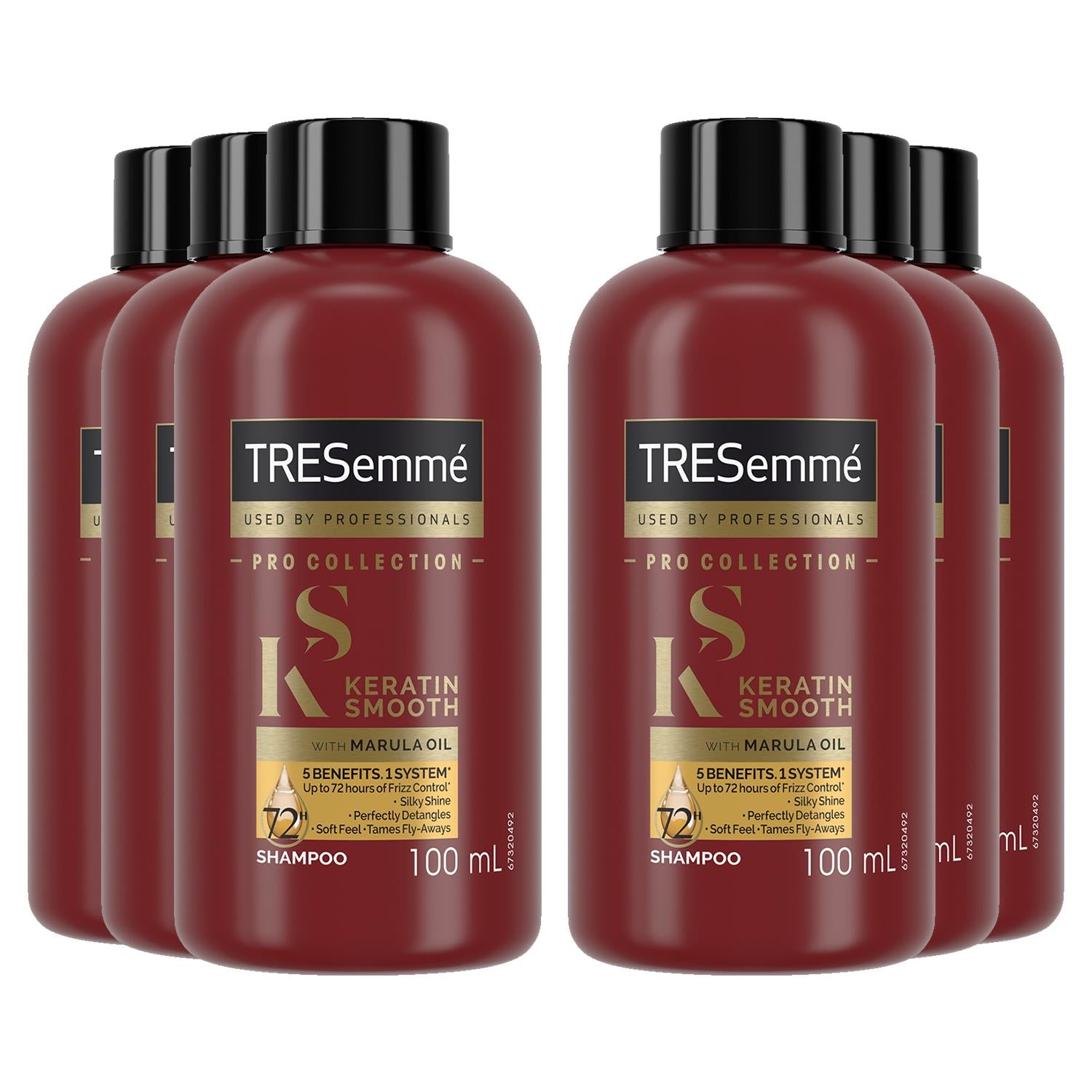 Keratin Smooth Shampoo With Marula Oil For Frizzy Hair 100ml, 6 Pack