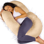 C Shaped Pregnancy Pillow, 140x65x20cm Shredded Memory Foam Full Body Maternity Cushion For Sleeping | C Shape | Cream