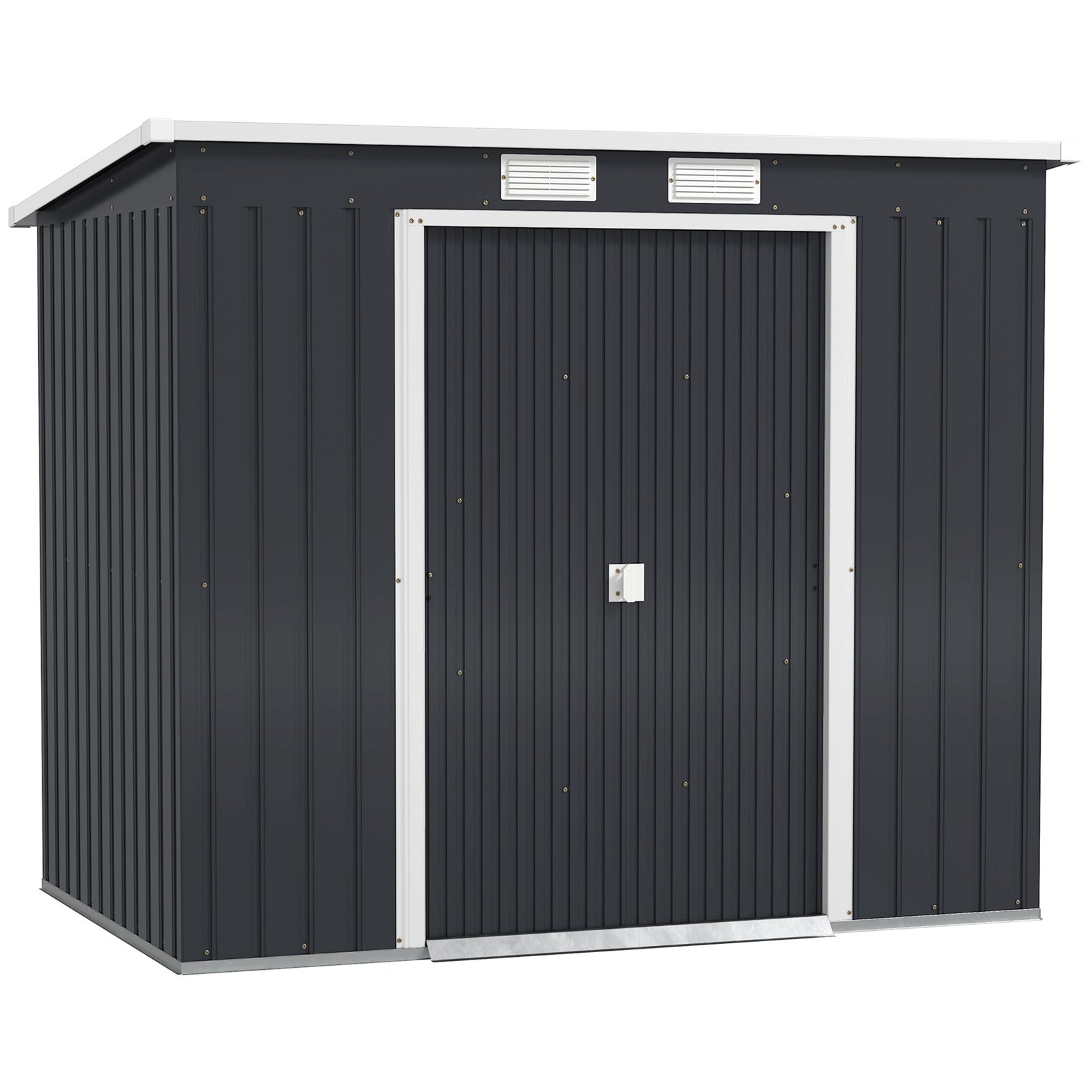 7 X 4ft Garden Shed With Foundation Kit, Double Door & Vents