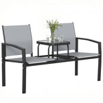 Outsunny Garden Love Seat With 2-tier Table, 2 Seater Jack & Jill Loveseat