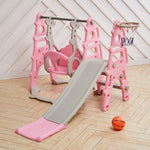 Children Toddler Swing And Slide Set With Basketball Hoop