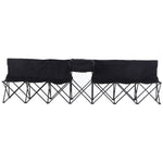 6 Seat Camping Bench Folding Portable Outdoor W/ Cooler Bag | Black