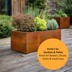 Pre Rusted Metal Planter Corten Steel Trough Planter 80cm X 40cm