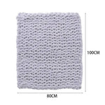Stretchable Chunky Knit Handwoven Chenille Throw Blanket | Small | Grey