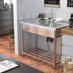 100cm W X 50cm D X 90cm H Stainless Steel One Compartment Commercial Sink With Left Drainboard