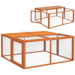 PawHut Rabbit Hutch, Folding Wooden Rabbit Run With Openable Top