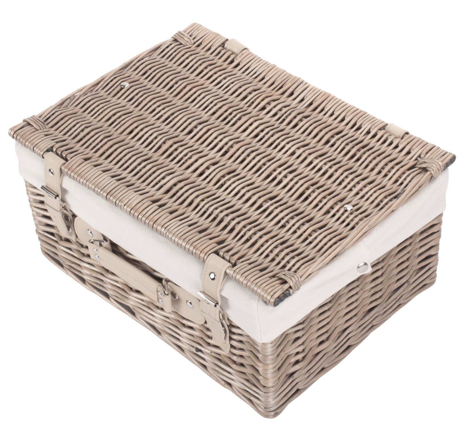 Wicker 40cm Antique Wash Picnic Basket | White