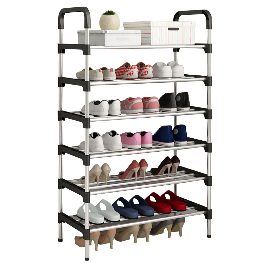 Multi Tiers Shoe Rack Organizer Stackable Space Saving Shoe Shelf | 6 | Black