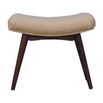 Solid Wood Honey Caramel Boucle Cream Curved Bench