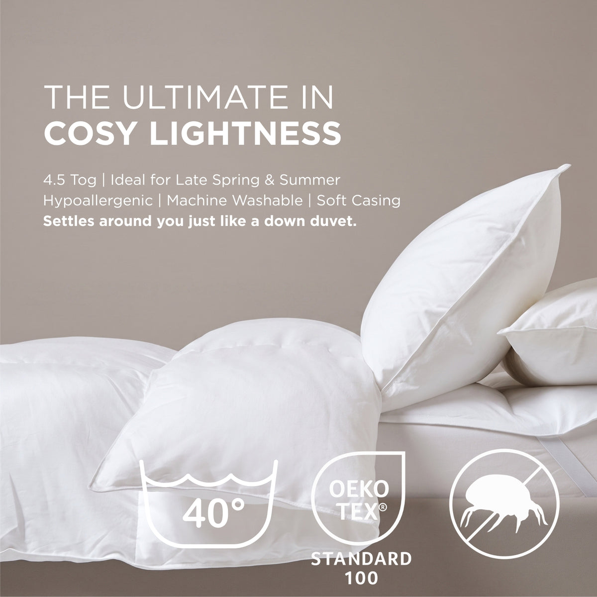 Luxury Hotel Quality Super Microfibre 4.5 Tog Summer Duvet | Super King | White