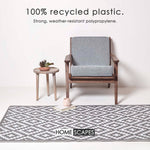 Luxury Outdoor Rug Waterproof Reversible For Garden Patio 100% Recycled, Grey Zoe Geometric | 120cm x 180cm | Grey