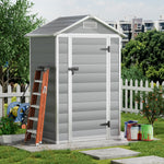 4.4x3.4ft Garden Plastic Storage Shed With Lockable Hinged Door