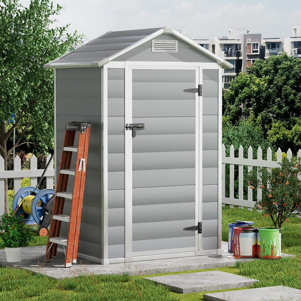 4.4x3.4ft Garden Plastic Storage Shed With Lockable Hinged Door
