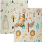 Baby Play Mat, Double Sided Crawling Mat, Animal Theme