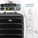 55x35x20cm Cabin Carry On Suitcase Hard Shell Overhead Luggage 100+ Airlines Approved | Cabin | Black
