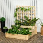 3 Tier Wooden Planter With Trellis Natural