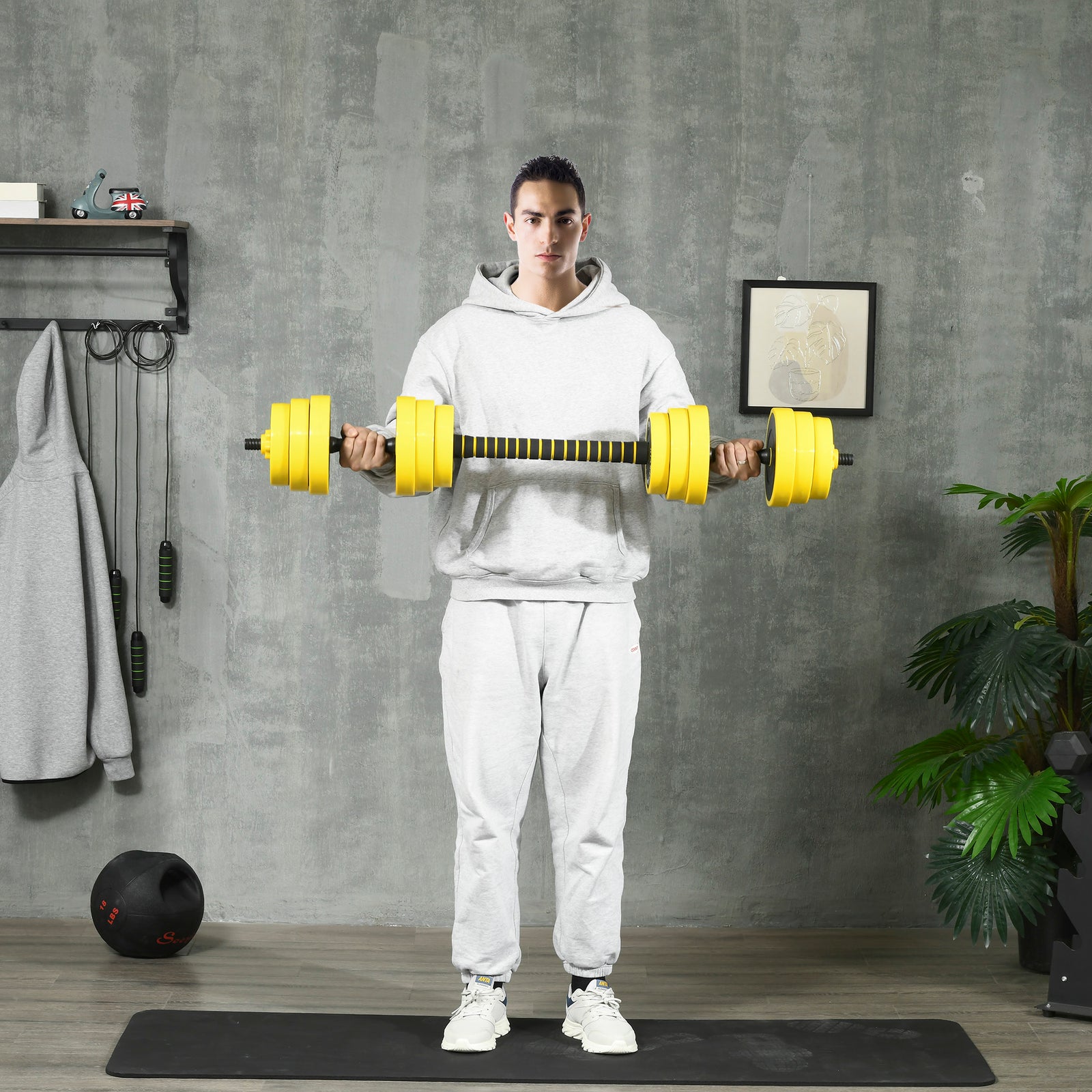2 In 1 Barbell & Dumbbell Set | 30kg | Yellow