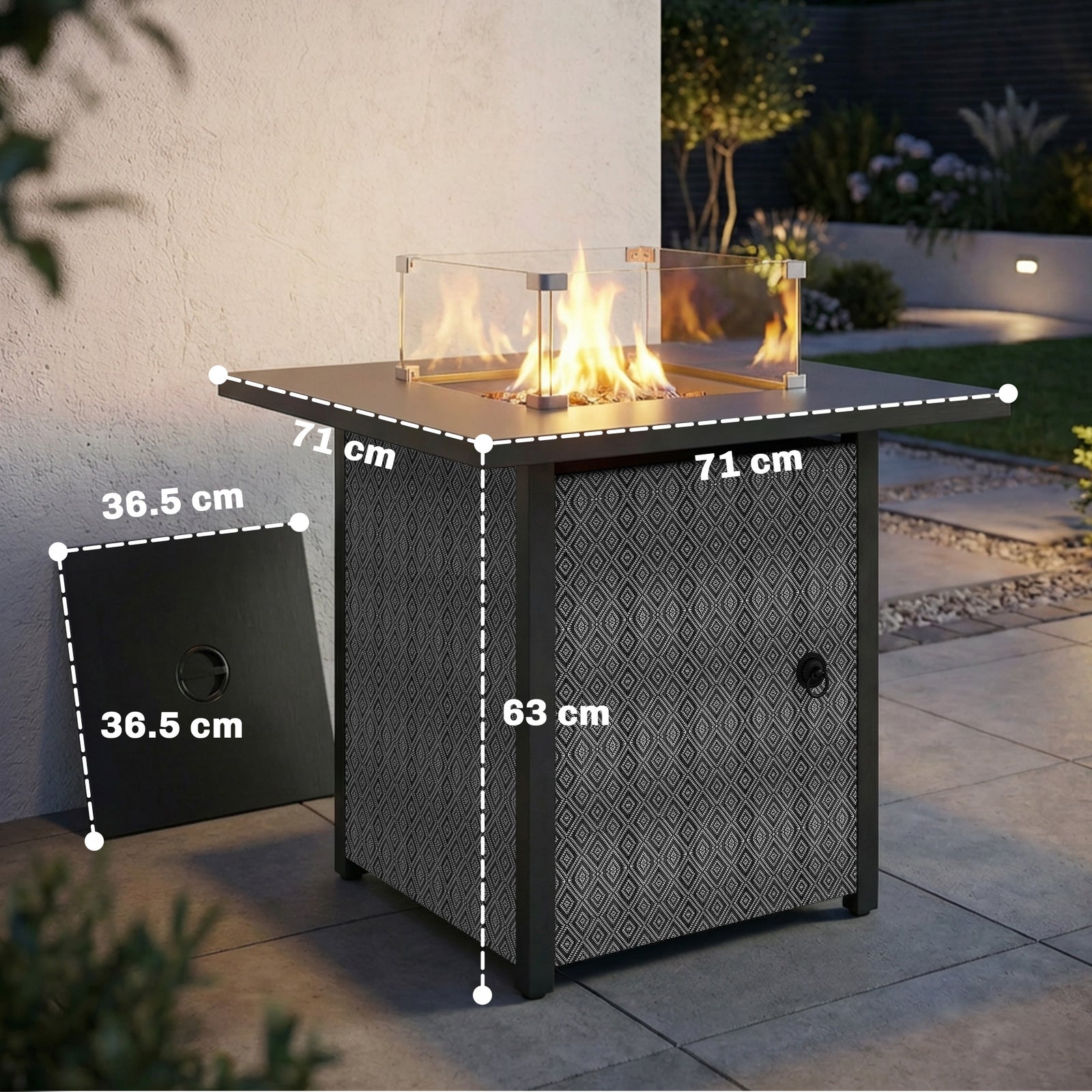Outsunny Propane Gas Fire Pit Table For Garden, 11.7 Kw Smokeless Firepit