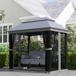 3 Person Canopy Gazebo Swing Outdoor Patio Lounge W/ Mesh Walls