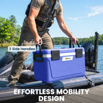 42.6l Insulated Cool Box, Portable Ice Cooler With Handle | Blue