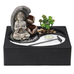 Buddha Zen Tabletop Fountain With Led Light, Tealight Holder And Succulent