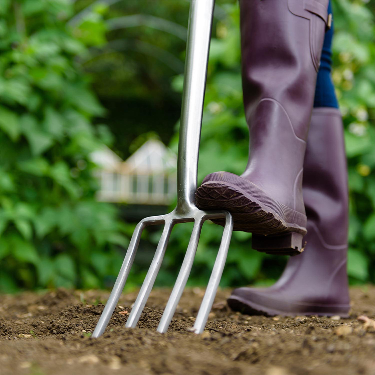 Stainless Steel Digging Fork Rust Resistant Fsc For Gardening | Silver