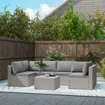Outsunny 7 Piece Rattan Set, 6 Seater Corner Sofa