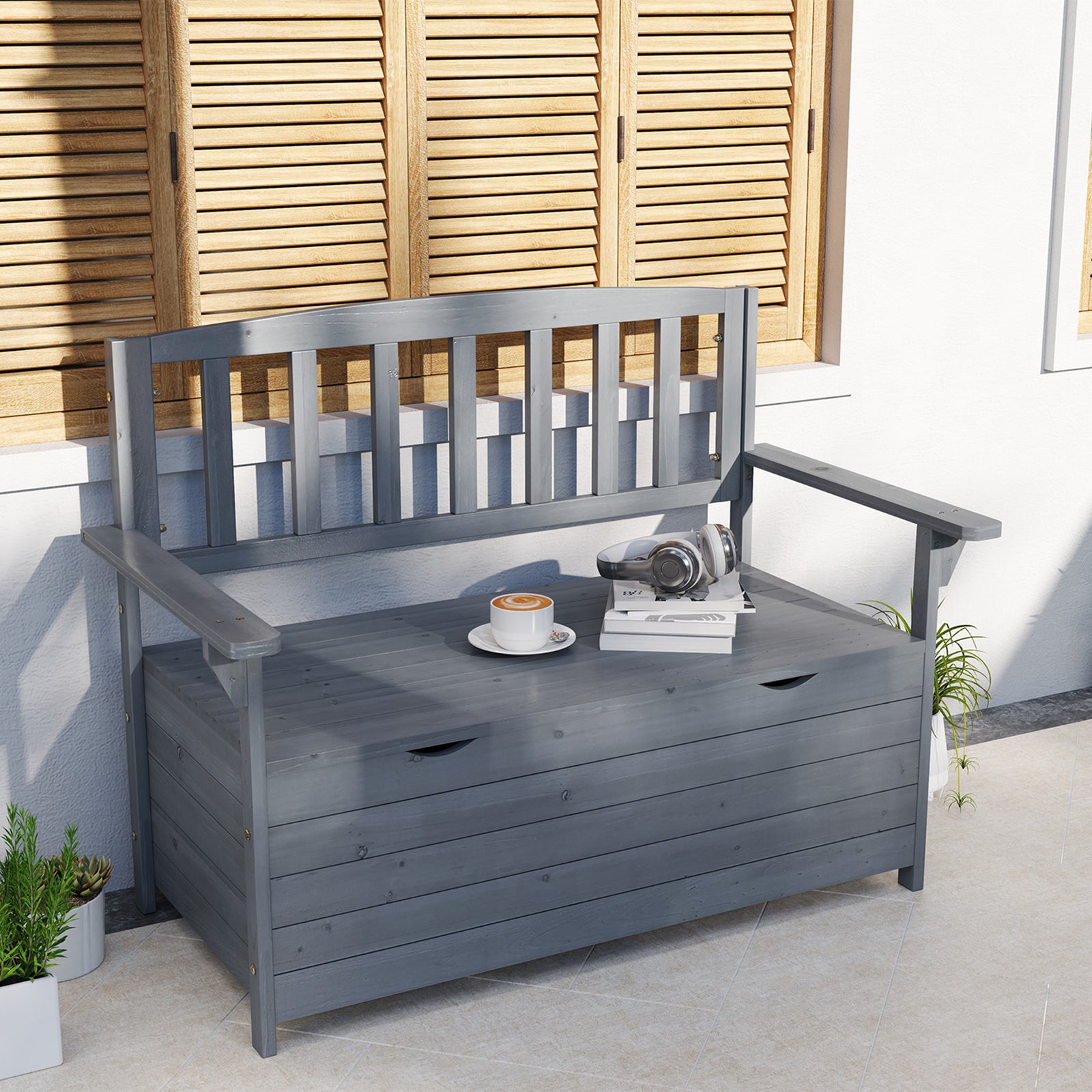 Outdoor Garden Storage Bench Patio Box All Weather Fir Wood
