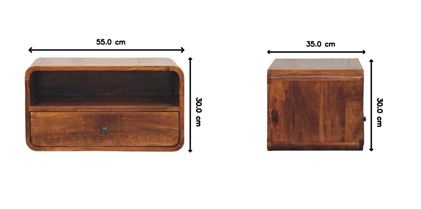 Artisan Furniture Solid Wood Avora Wall-mounted Chestnut Nightstand