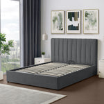 Evelynne Fabric Ottoman Bed Frame With Storage | King | Dark Grey